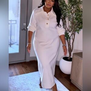 SHEIN Cream Long Sleeve Dress